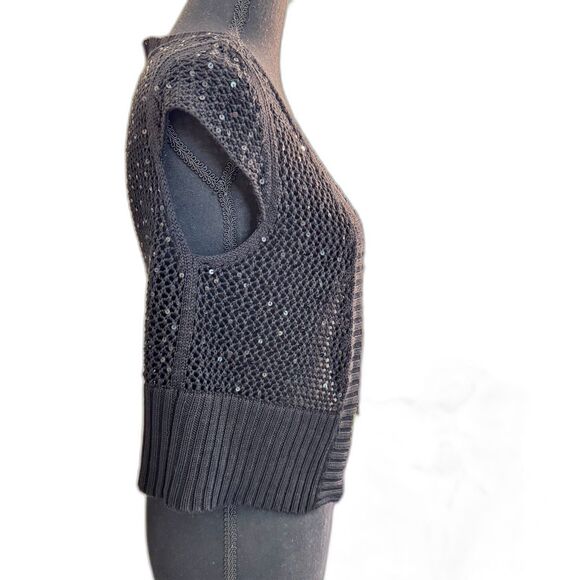 White House Black Market Women's Black Sequins Shrug Size Medium - Picture 3 of 6